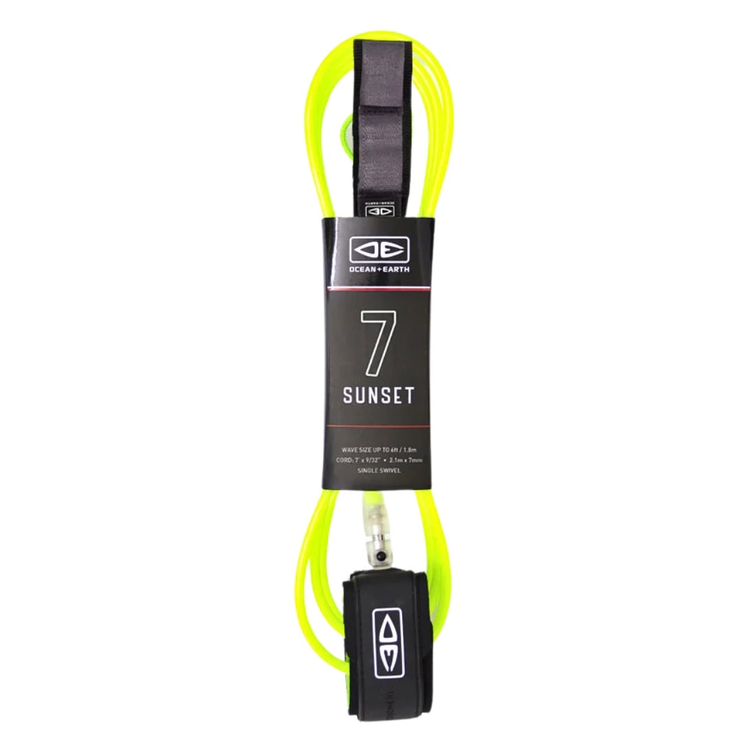 Ocean And Earth 7ft Sunset Leash - Lime - 7ft Surfboard Leash by Ocean and Earth 7ft