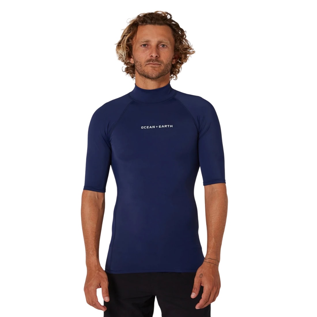 Ocean and Earth Mens Script Short Sleeve Rash Vest - Midnight Ink - Mens UV Rash Vest by Ocean and Earth