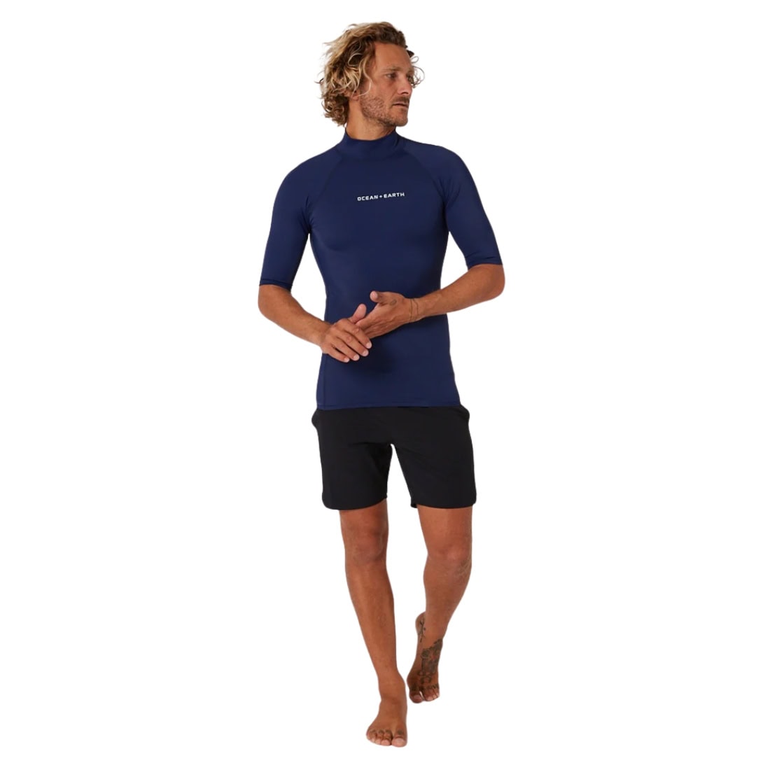 Ocean and Earth Mens Script Short Sleeve Rash Vest - Midnight Ink - Mens UV Rash Vest by Ocean and Earth