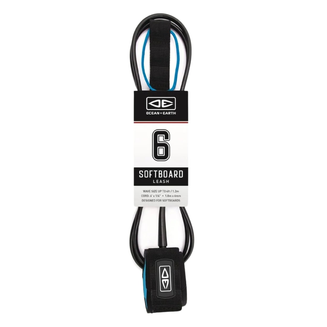 Ocean And Earth 6ft Softboard Surfboard Leash - Black - 6ft Surfboard Leash by Ocean and Earth 6ft