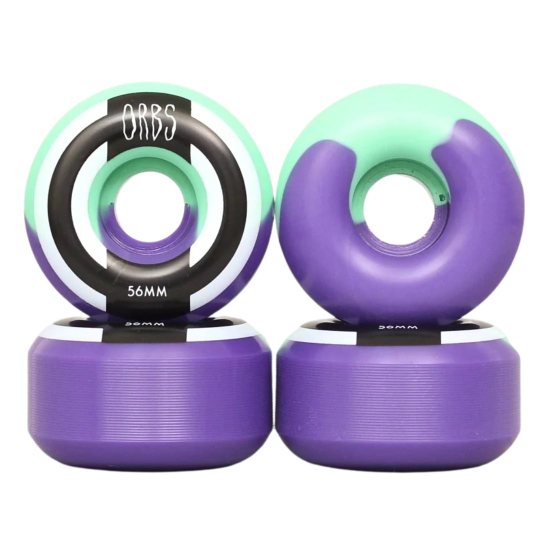 Orbs 56mm Apparitions Splits Round 99A Wheels - Mint/Lavender - Skateboard Wheels by Orbs 56mm