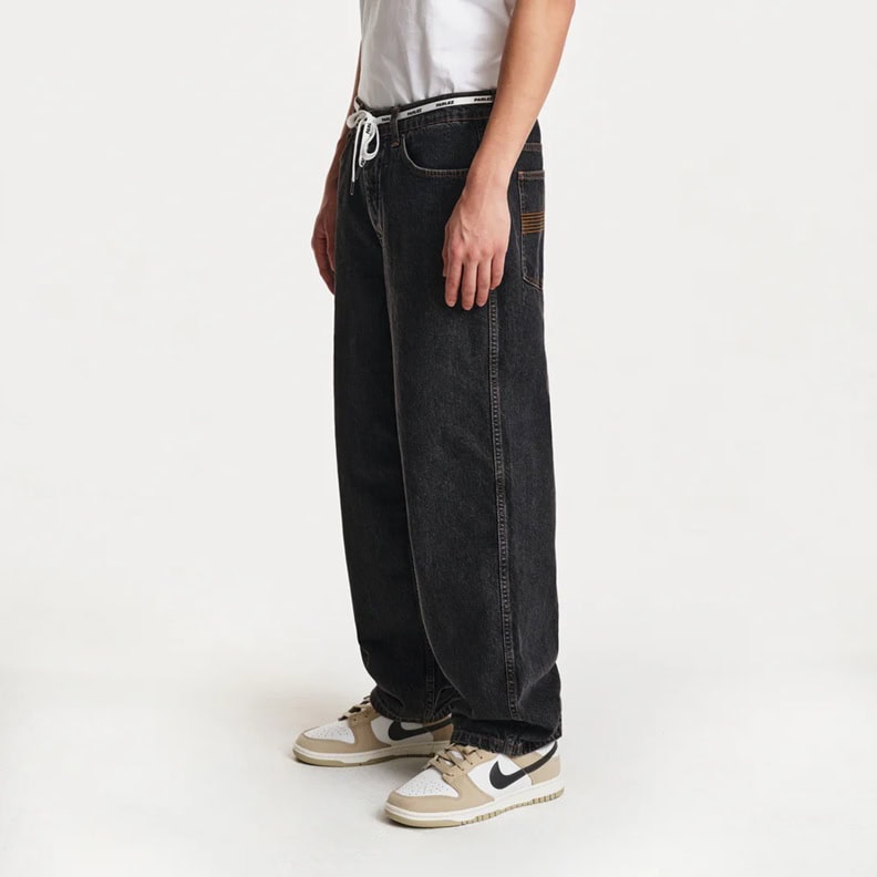 Parlez Indy Denim Jeans - Mid Black - Mens Relaxed/Loose Denim Jeans by Parlez