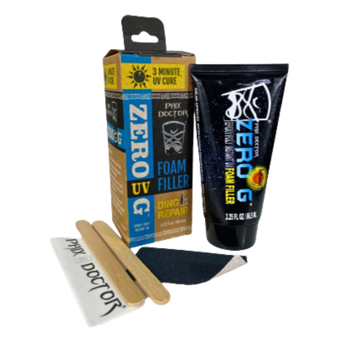 Phix Doctor Universal Epoxy/Polyester Safe UV Foam Filler 2.25oz - White - Polyester Resin Surfboard Repair by Phix Doctor 2.25oz