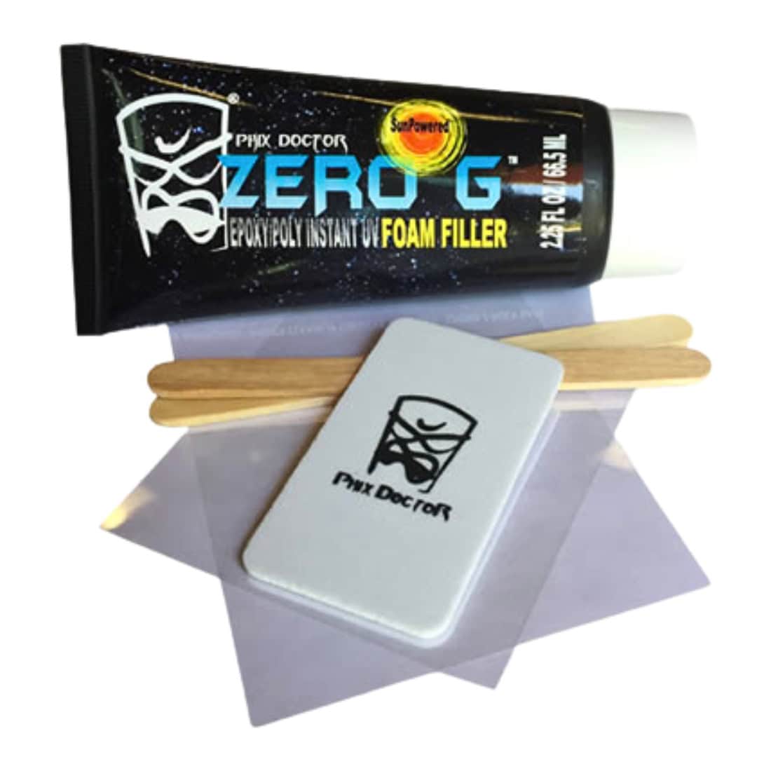 Phix Doctor Universal Epoxy/Polyester Safe UV Foam Filler 2.25oz - White - Polyester Resin Surfboard Repair by Phix Doctor 2.25oz