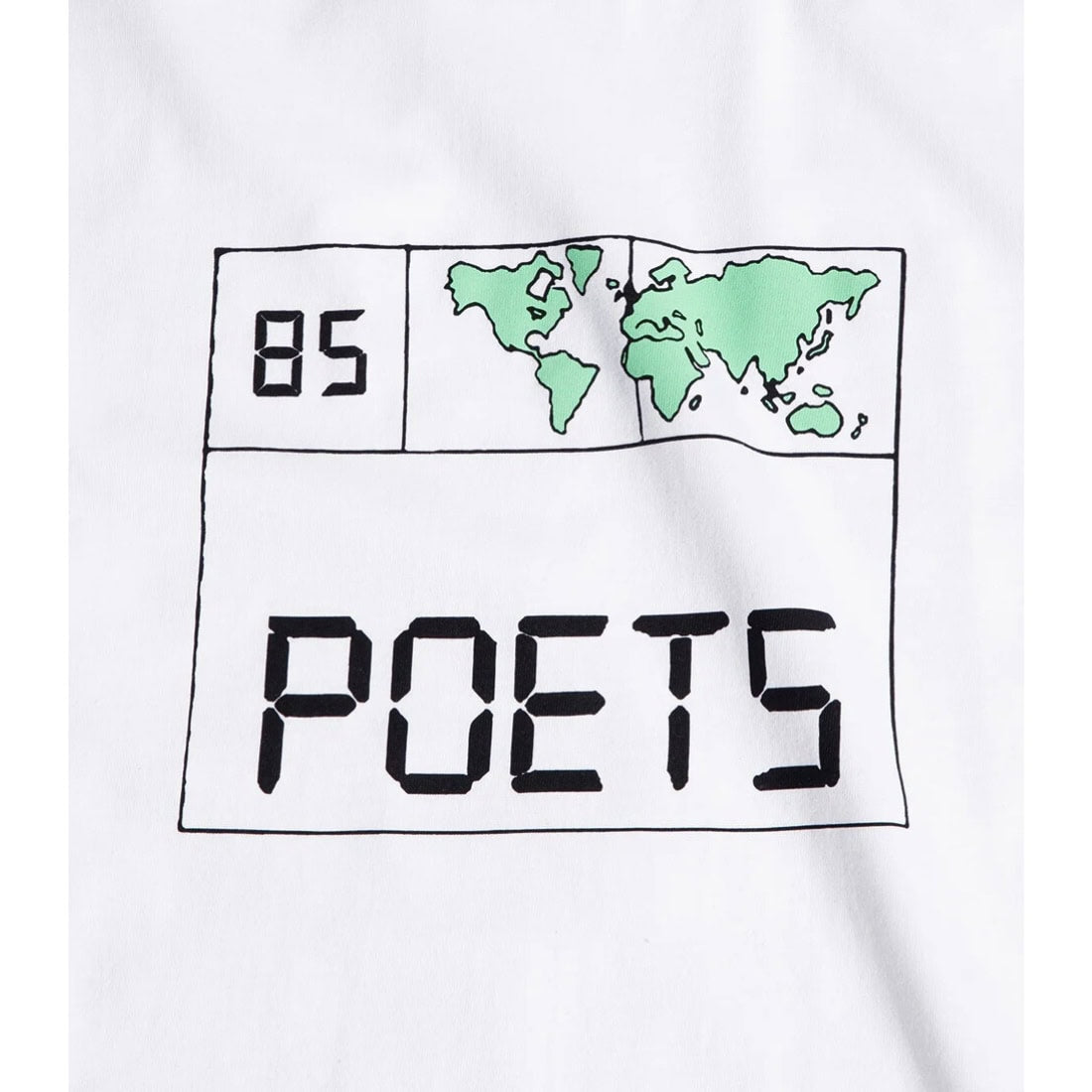 Poets World Clock T-Shirt - White - Mens Graphic T-Shirt by Poets XL
