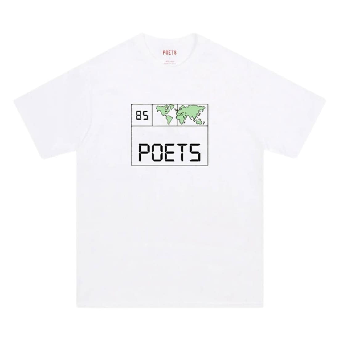 Poets World Clock T-Shirt - White - Mens Graphic T-Shirt by Poets XL