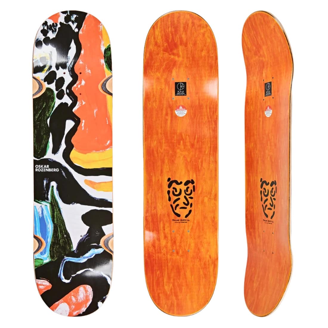 Polar 8.25&quot; Oskar Rozenberg Facescape Wheel Well Deck - Multi - Skateboard Deck by Polar 8.25 inch