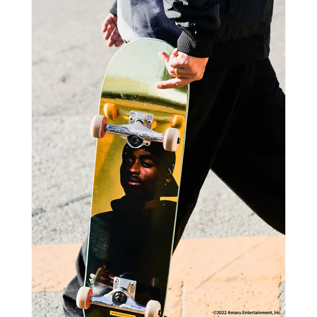 Primitive 8.0 Tupac Rodriguez Shine Deck - Gold - Skateboard Deck by Primitive 8.0 inch