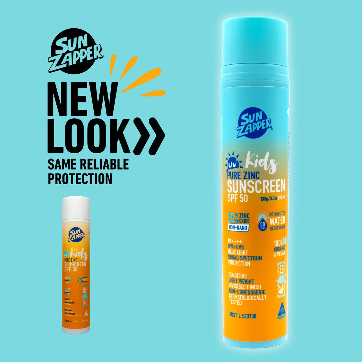 Sun Zapper Pure Zinc Kids Sunscreen SPF50 Pump Bottle - Sunscreen by Sun Zapper 100g