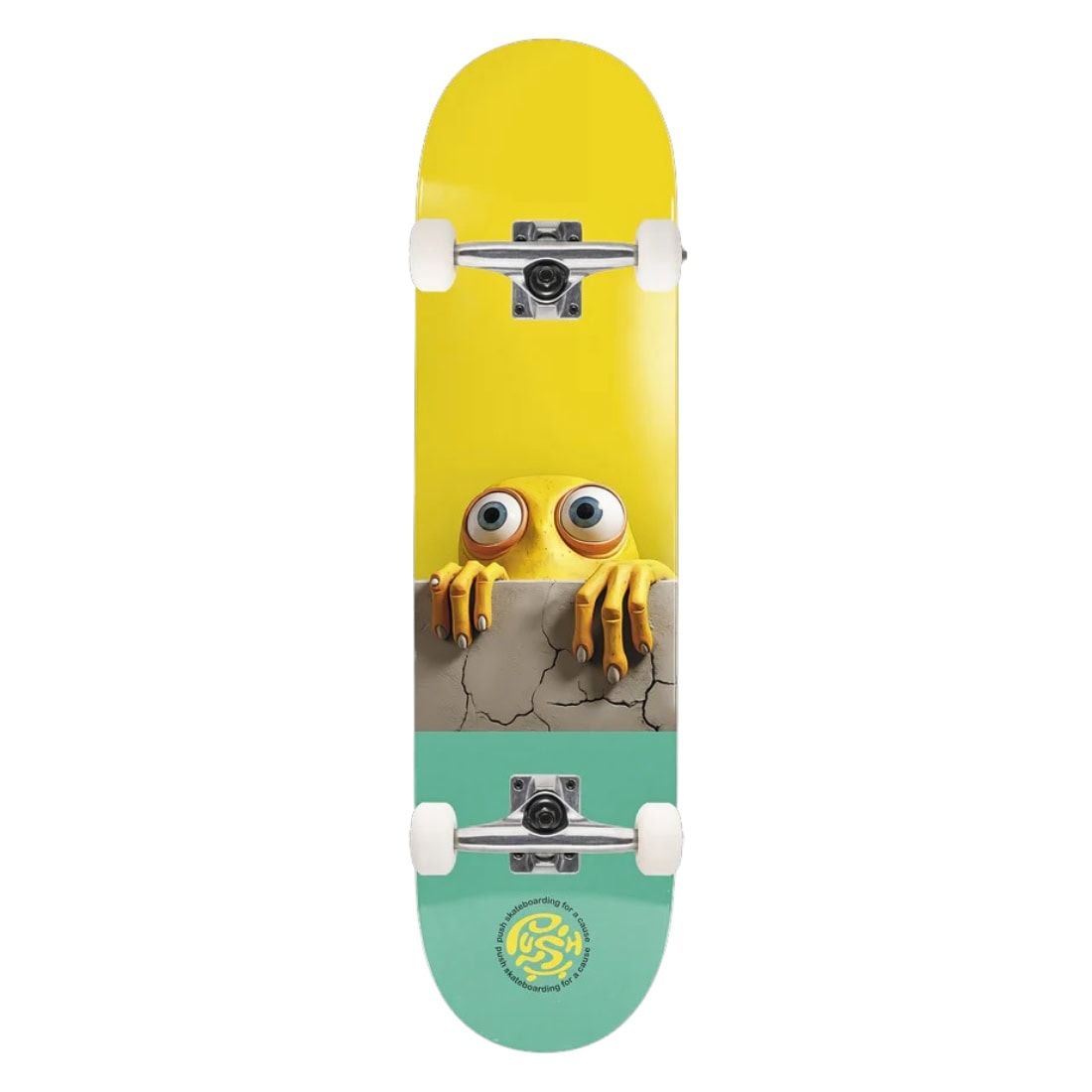 Push 7.25&quot; Peek Over First Push Mini Complete Skateboard - Green/Yellow - Complete Skateboard by Push 7.25 inch (mini)