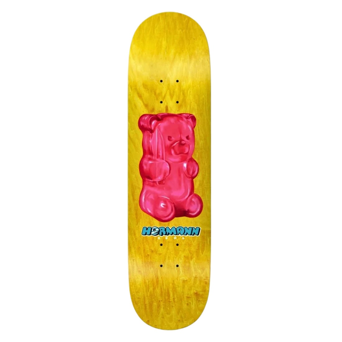 Real 8.25&quot; Hermann Fun Bear Skateboard Deck - Yellow - Skateboard Deck by Real 8.25 inch