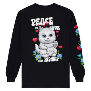 Ripndip Peace Love Ripndip Longsleeve T-Shirt - Black - Mens Graphic T-Shirt by RIPNDIP