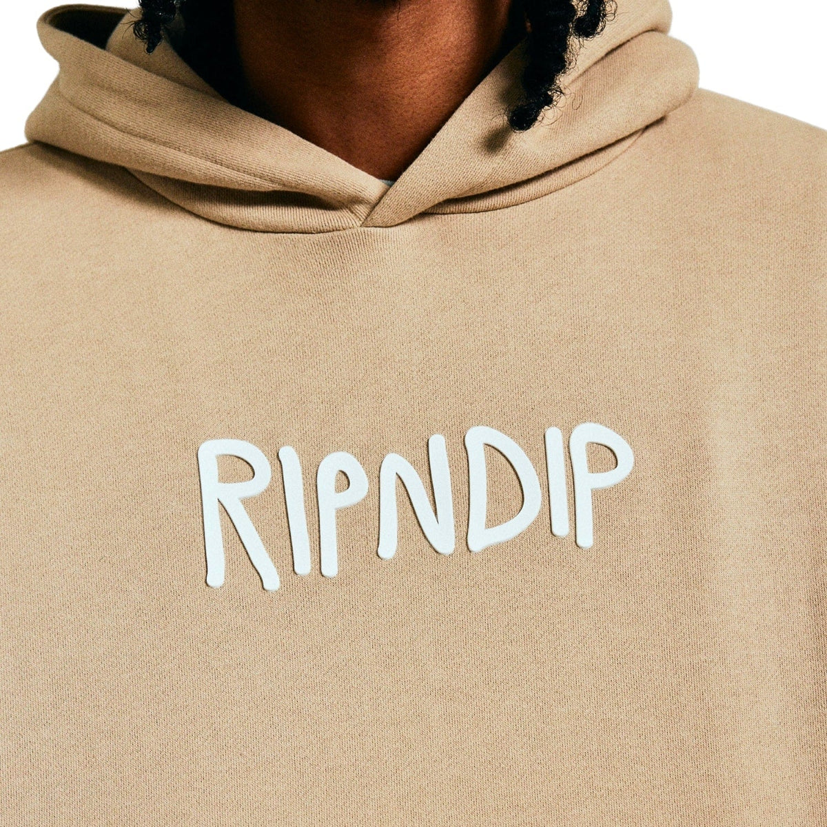 Ripndip Rubber Logo Hoodie - Sand - Mens Pullover Hoodie by RIPNDIP