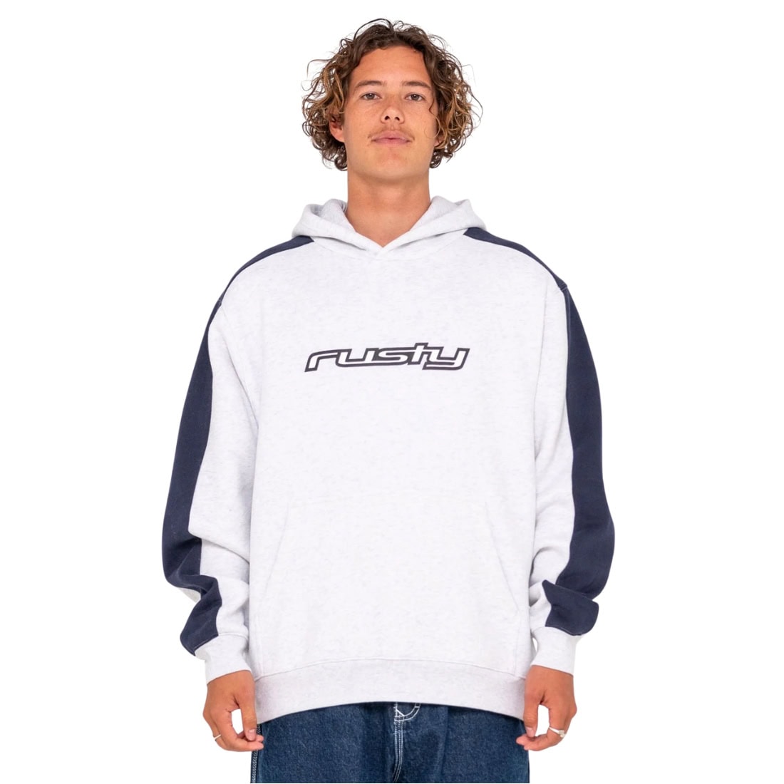 Rusty 2K Sing Hooded Fleece - Ecru Marle - Mens Pullover Hoodie by Rusty