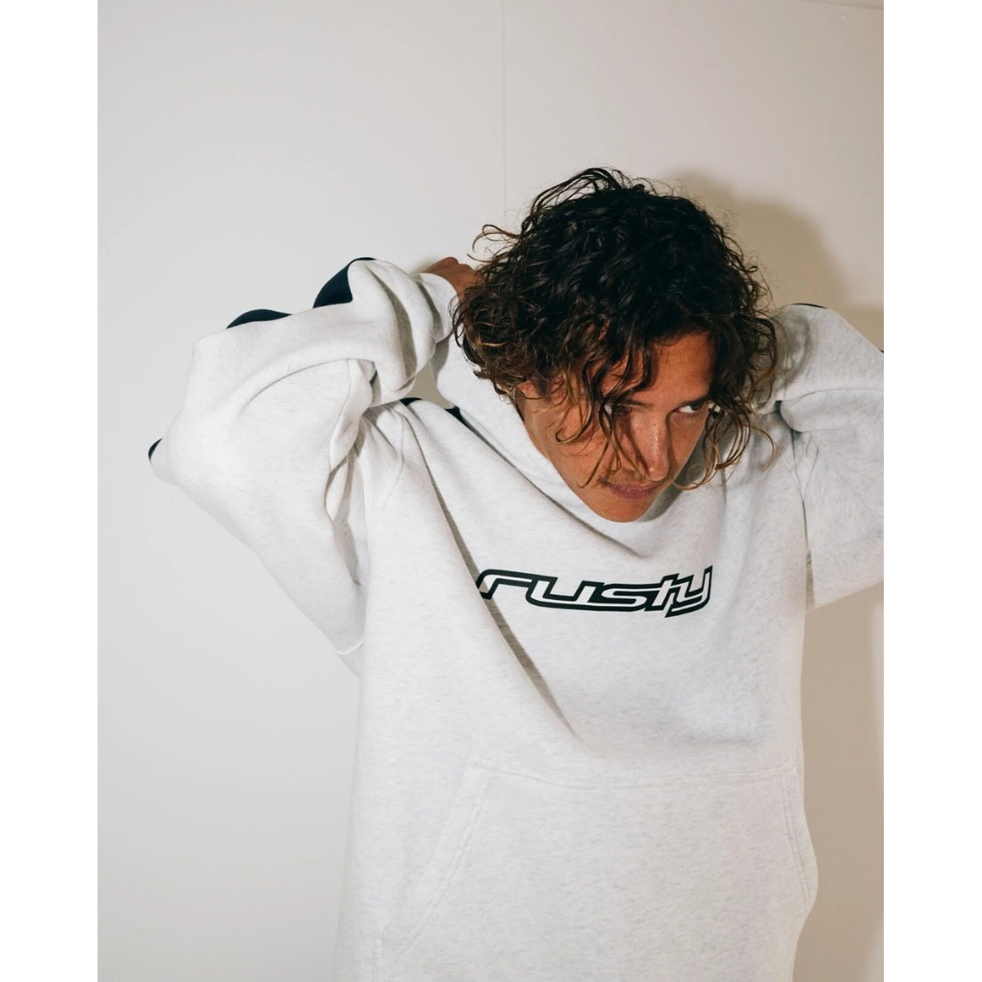 Rusty 2K Sing Hooded Fleece - Ecru Marle - Mens Pullover Hoodie by Rusty