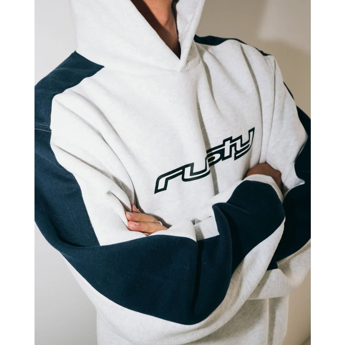 Rusty 2K Sing Hooded Fleece - Ecru Marle - Mens Pullover Hoodie by Rusty