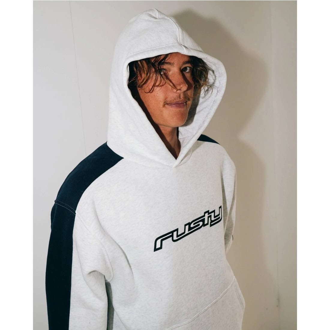 Rusty 2K Sing Hooded Fleece - Ecru Marle - Mens Pullover Hoodie by Rusty