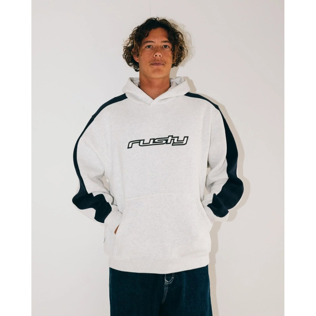 Rusty 2K Sing Hooded Fleece - Ecru Marle - Mens Pullover Hoodie by Rusty