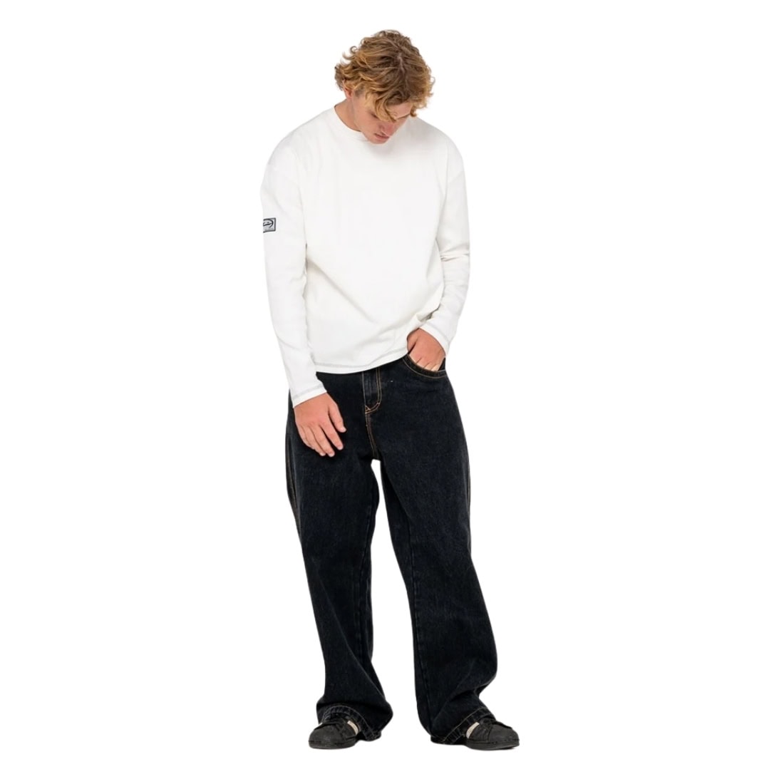 Rusty Big Foot Baggy Jean - Black Out - Mens Relaxed/Loose Denim Jeans by Rusty