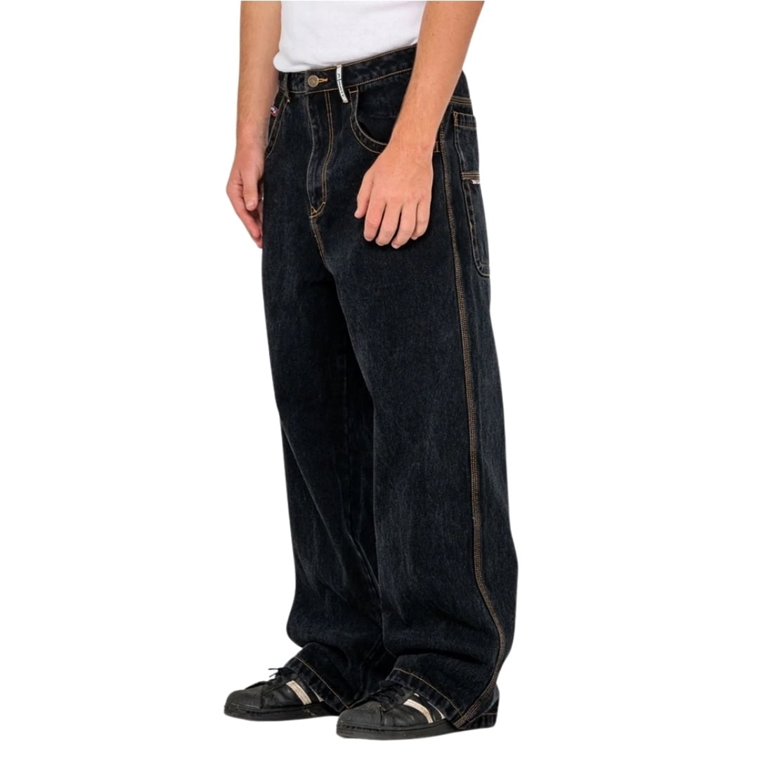 Rusty Big Foot Baggy Jean - Black Out - Mens Relaxed/Loose Denim Jeans by Rusty