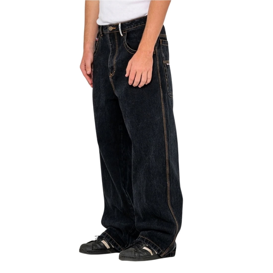 Rusty Big Foot Baggy Jean - Black Out - Mens Relaxed/Loose Denim Jeans by Rusty