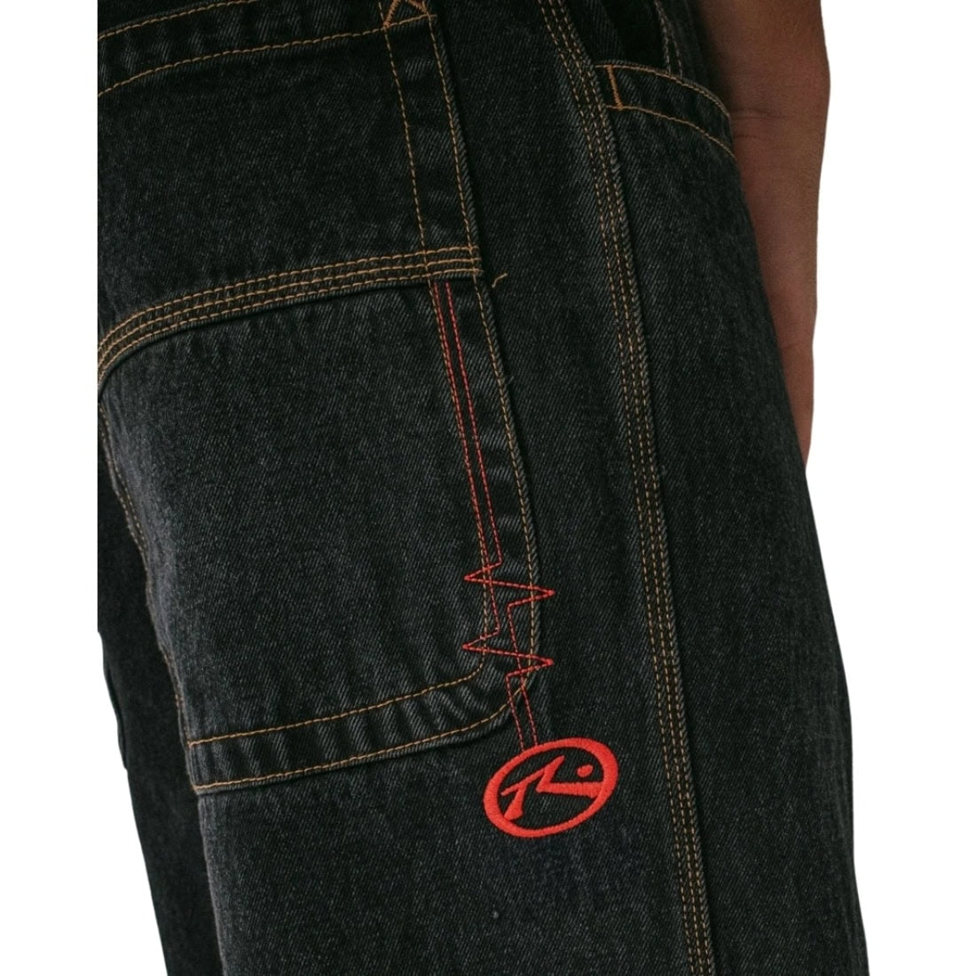 Rusty Big Foot Baggy Jean - Black Out - Mens Relaxed/Loose Denim Jeans by Rusty