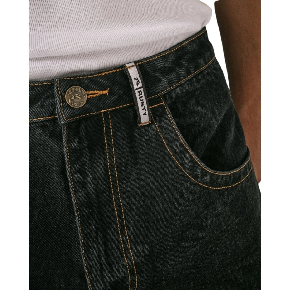 Rusty Big Foot Baggy Jean - Black Out - Mens Relaxed/Loose Denim Jeans by Rusty