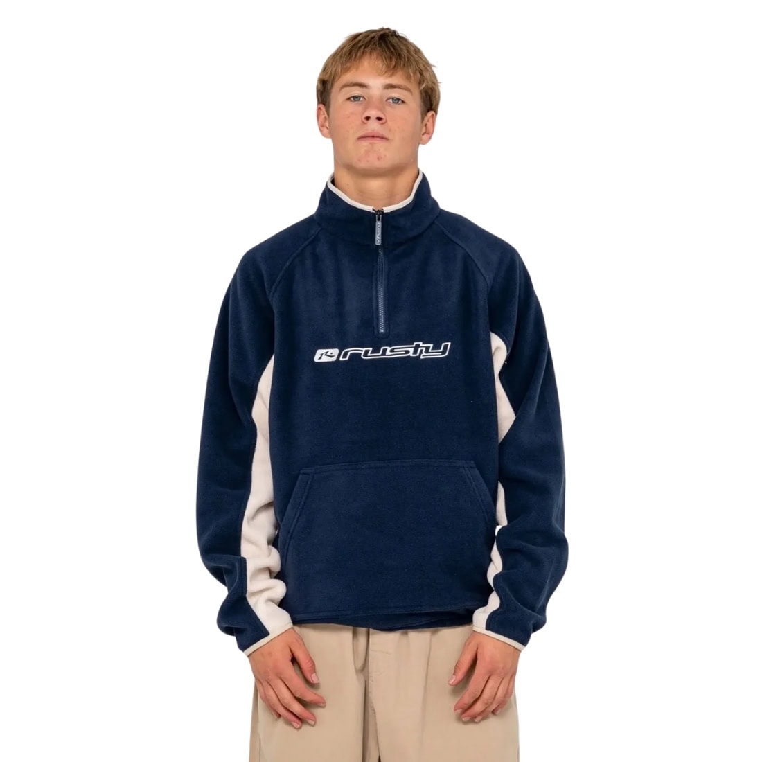 Rusty Blizzard Quarter Zip Polar Fleece - Navy Blue - Mens Pullover Hoodie by Rusty