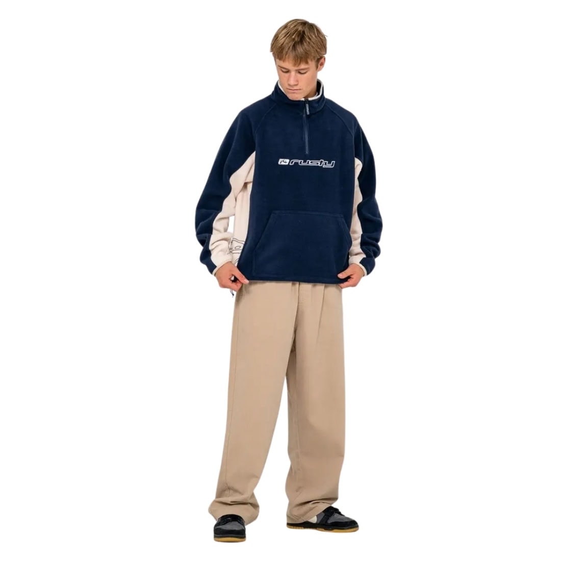 Rusty Blizzard Quarter Zip Polar Fleece - Navy Blue - Mens Pullover Hoodie by Rusty