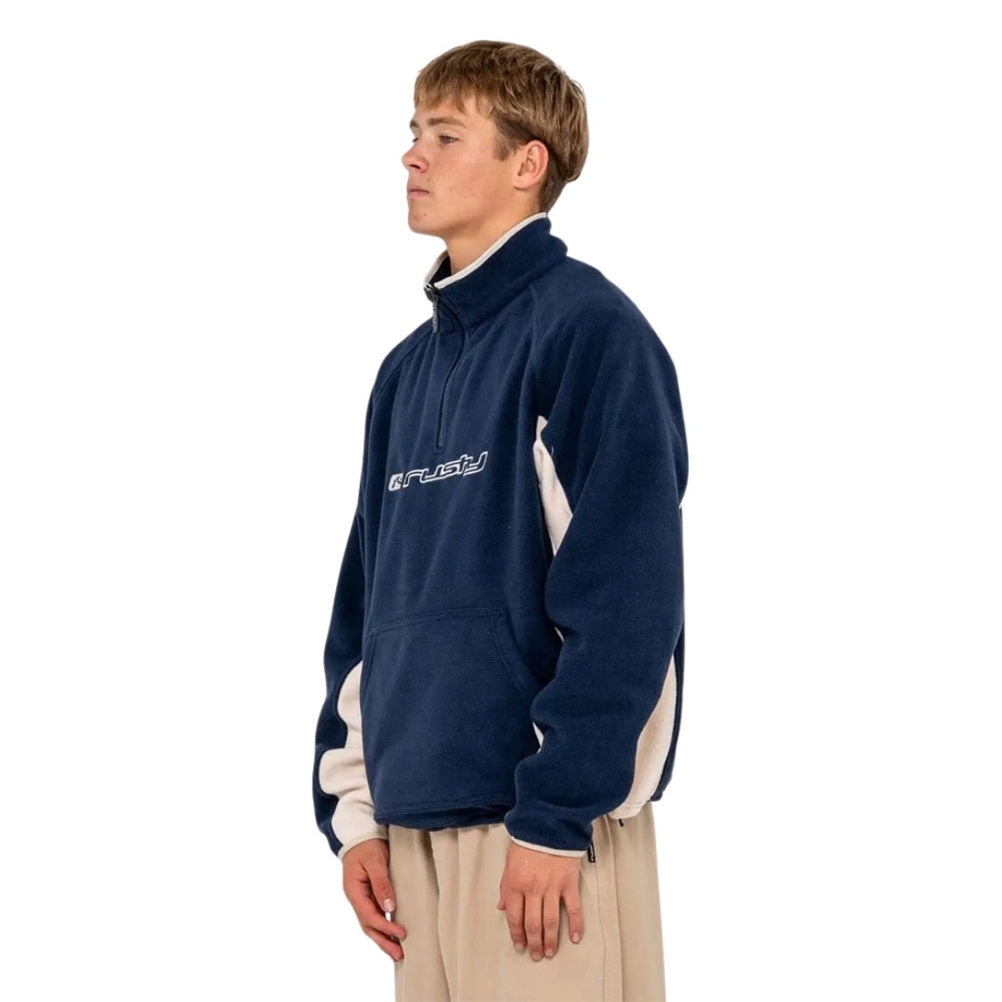 Rusty Blizzard Quarter Zip Polar Fleece - Navy Blue - Mens Pullover Hoodie by Rusty