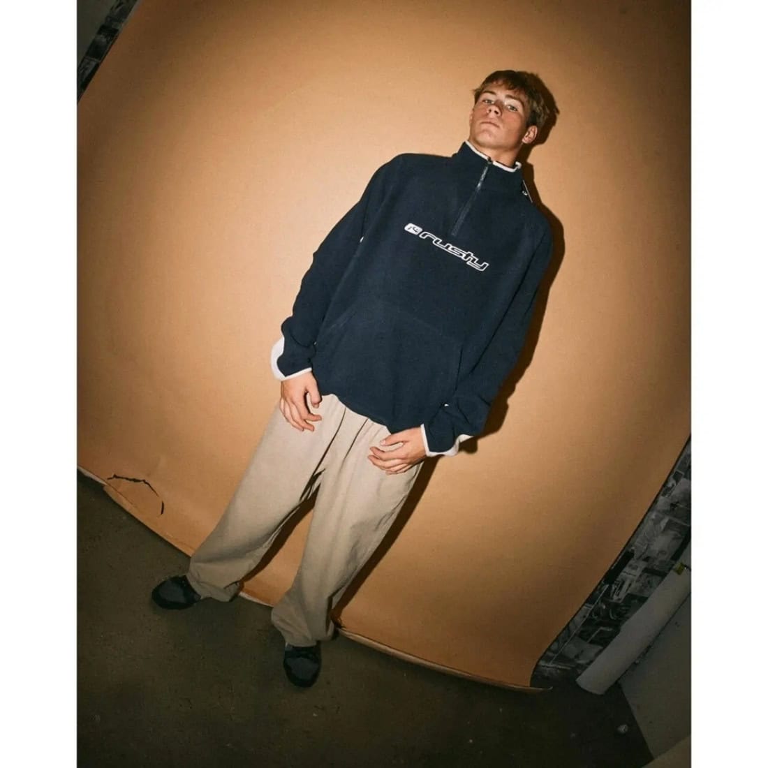 Rusty Blizzard Quarter Zip Polar Fleece - Navy Blue - Mens Pullover Hoodie by Rusty