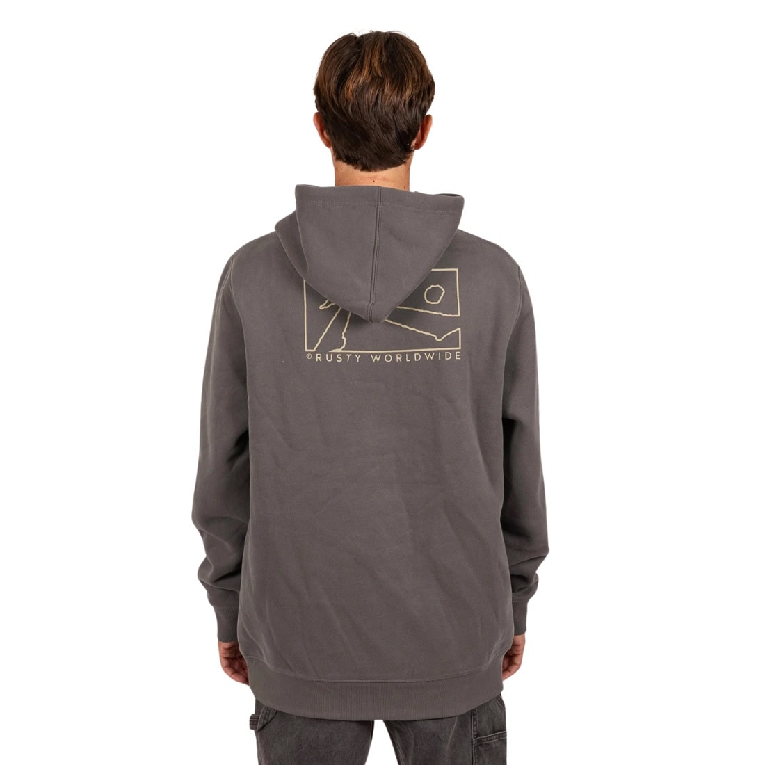 Rusty Boxed Out Hooded Fleece - Charcoal - Mens Pullover Hoodie by Rusty