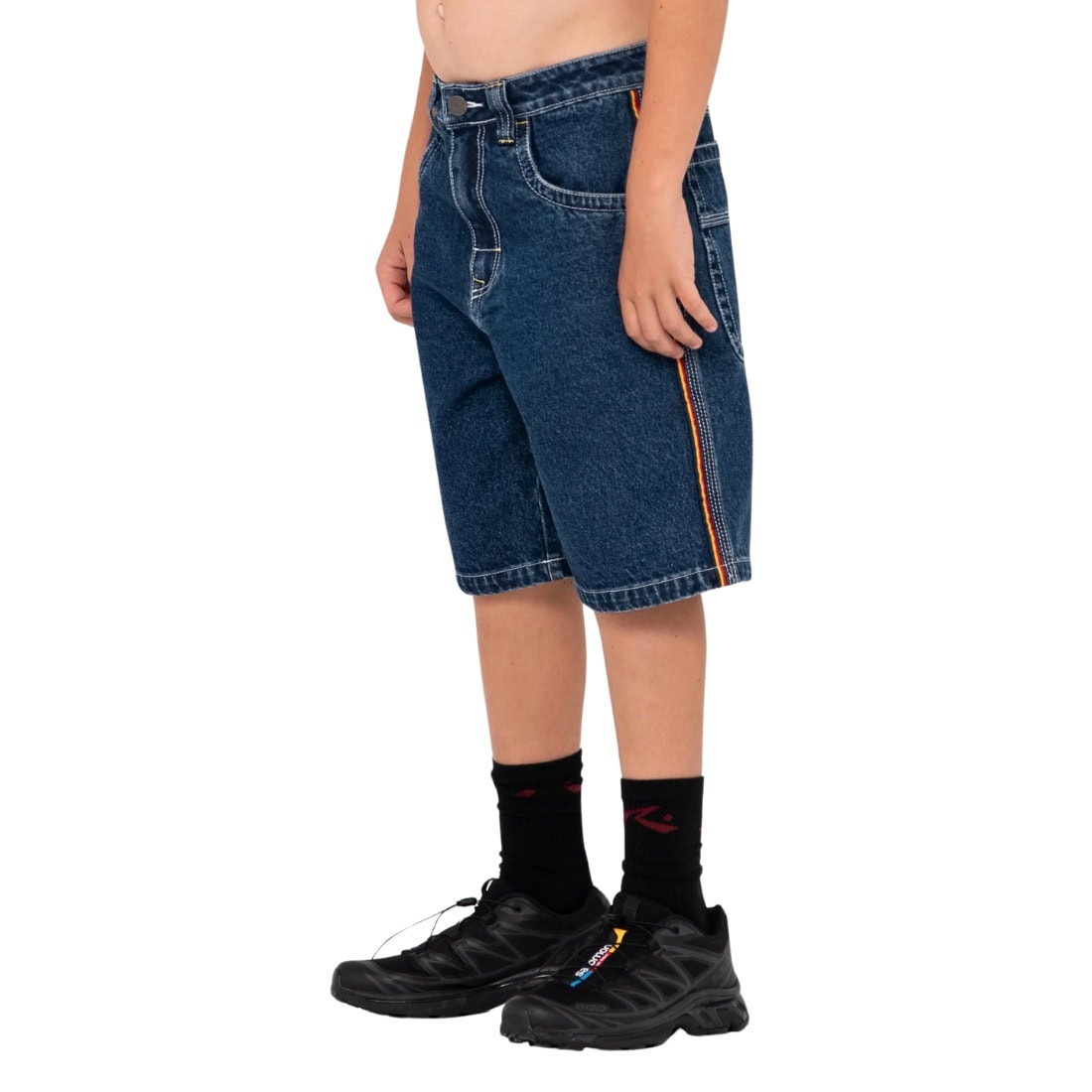 Rusty Boys Flip Daddy Jort Jean Shorts - Deep Sea Blue/Red Gold - Boys Denim Shorts by Rusty