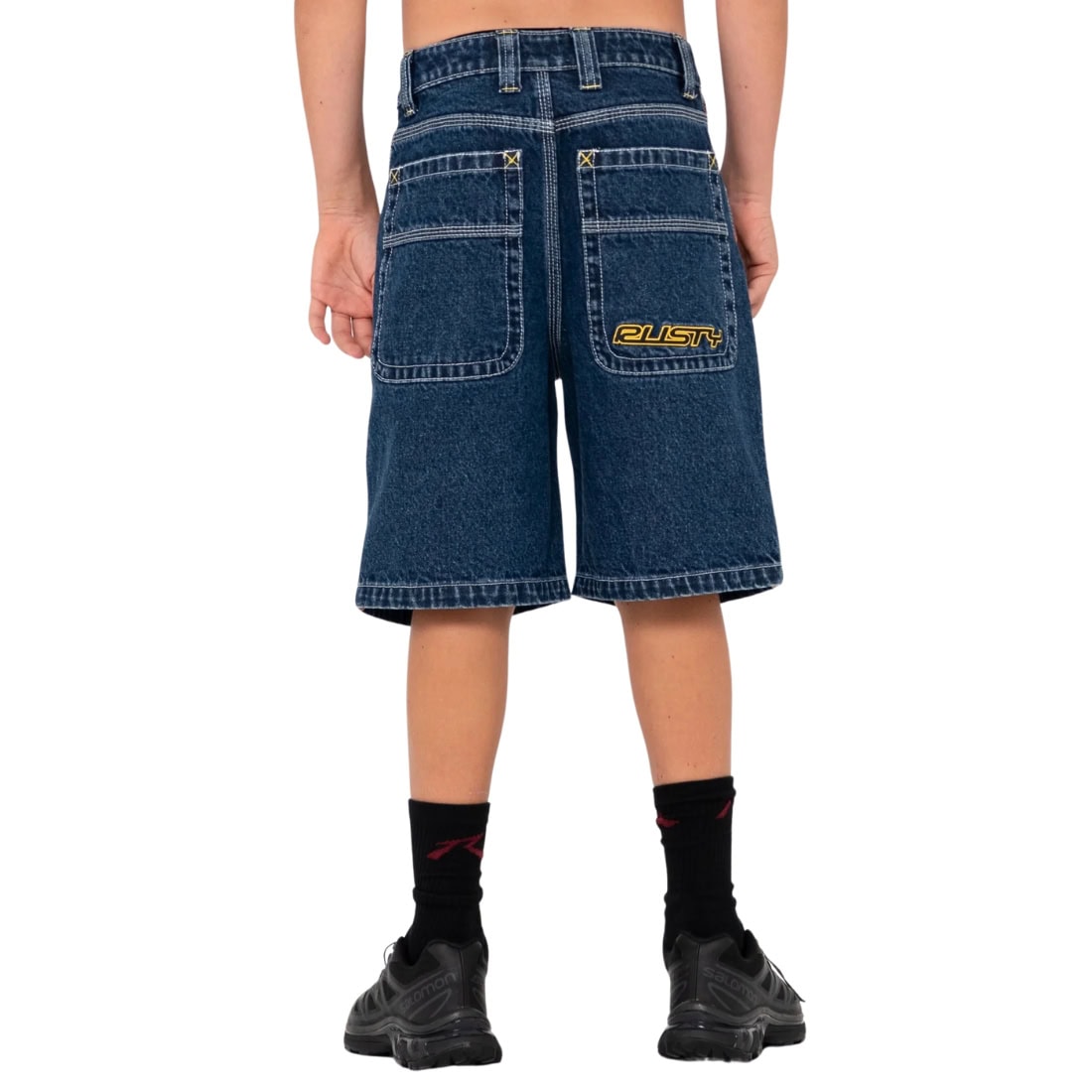 Rusty Boys Flip Daddy Jort Jean Shorts - Deep Sea Blue/Red Gold - Boys Denim Shorts by Rusty