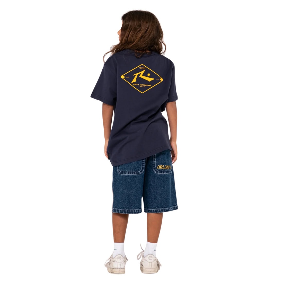 Rusty Boys Flip Daddy Jort Jean Shorts - Deep Sea Blue/Red Gold - Boys Denim Shorts by Rusty