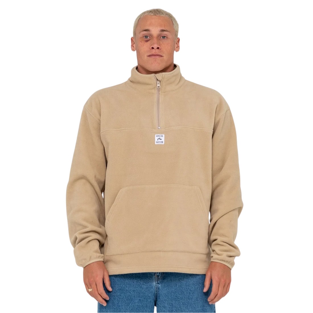 Rusty Core Division Polar Fleece Quarter Zip - Abbey Stone - Mens Pullover Hoodie by Rusty