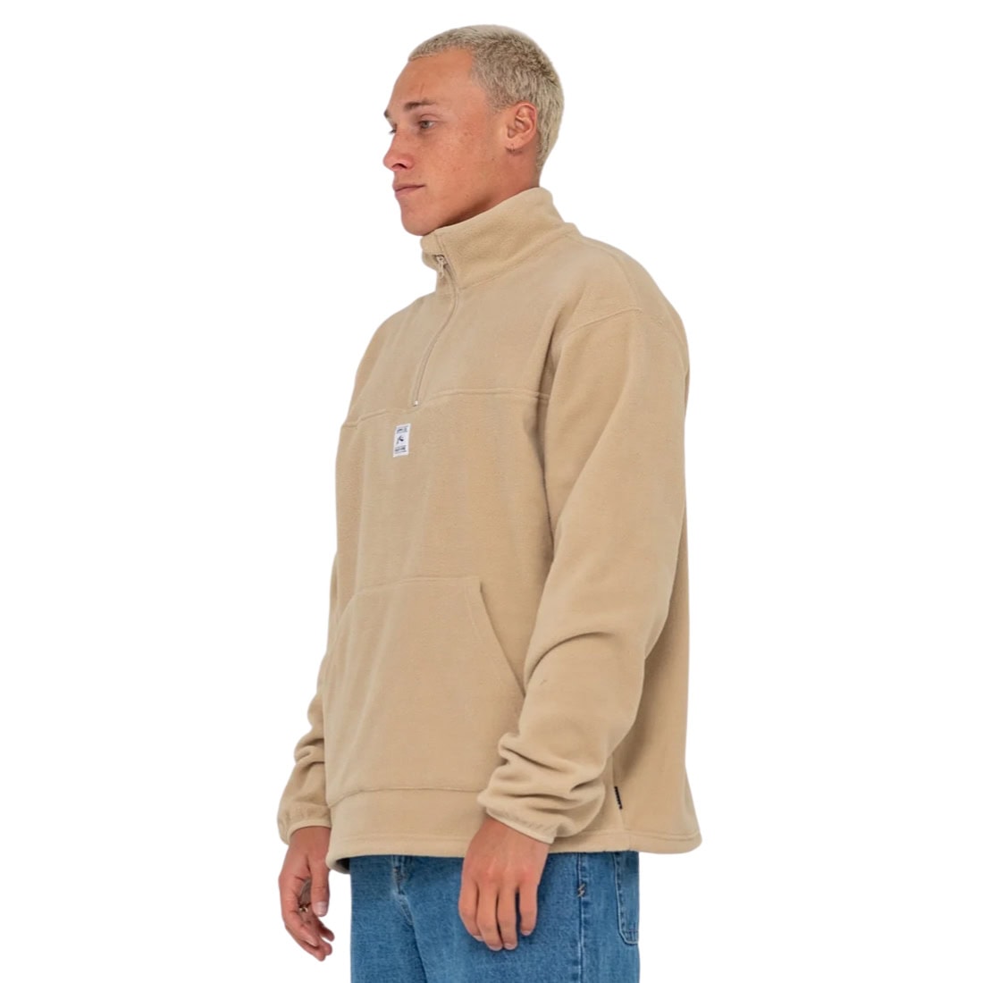 Rusty Core Division Polar Fleece Quarter Zip - Abbey Stone - Mens Pullover Hoodie by Rusty