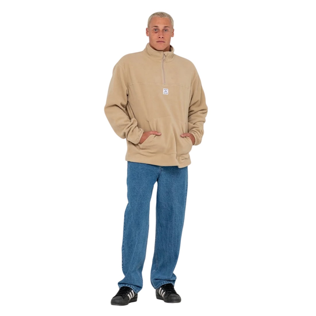 Rusty Core Division Polar Fleece Quarter Zip - Abbey Stone - Mens Pullover Hoodie by Rusty