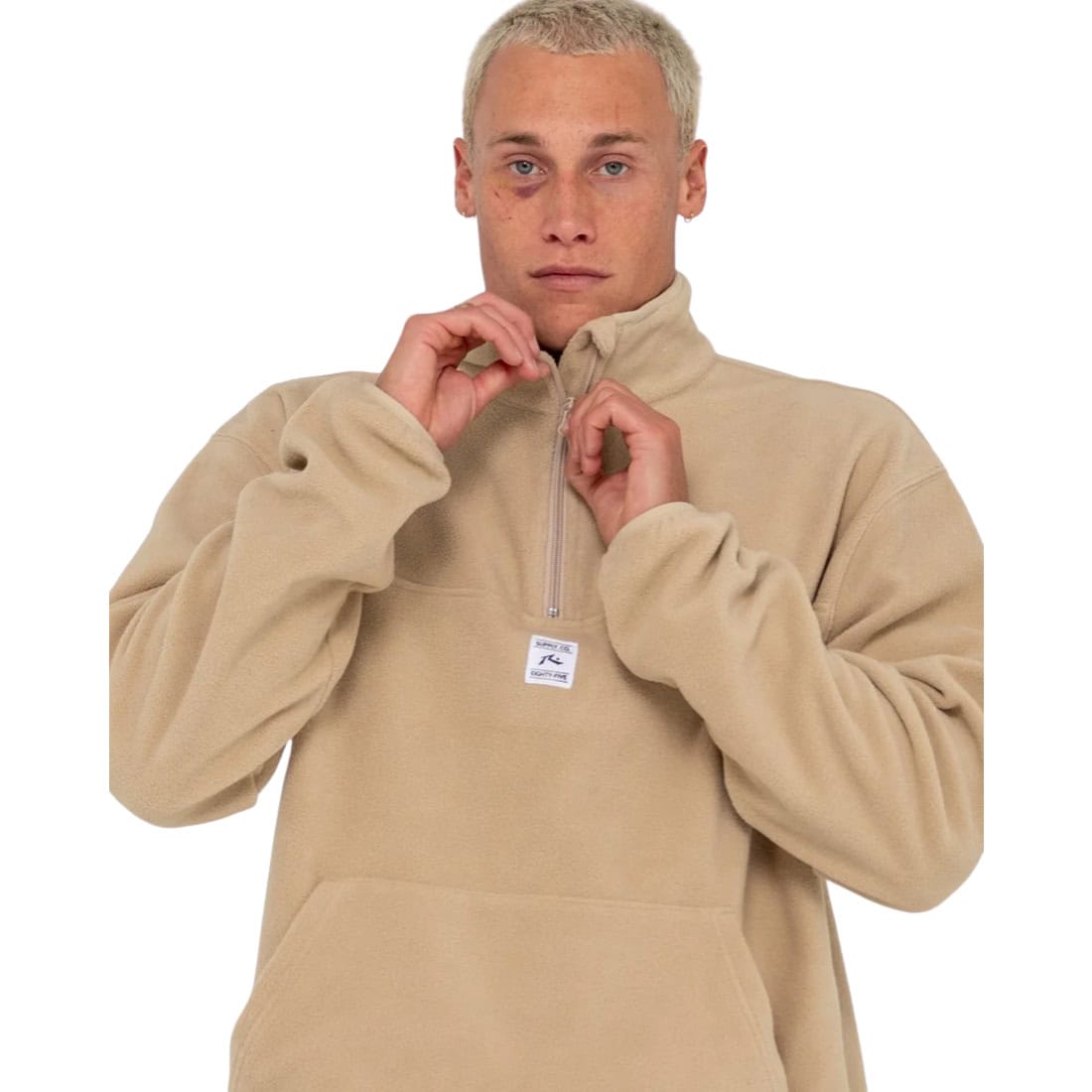 Rusty Core Division Polar Fleece Quarter Zip - Abbey Stone - Mens Pullover Hoodie by Rusty
