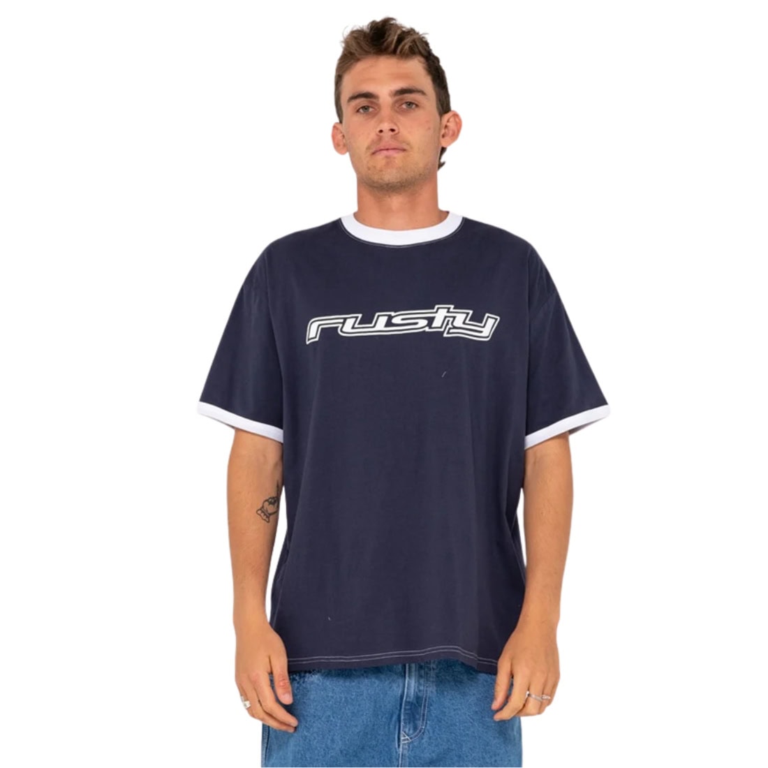 Rusty Dead Ringer T-Shirt - Navy Blue - Mens Graphic T-Shirt by Rusty