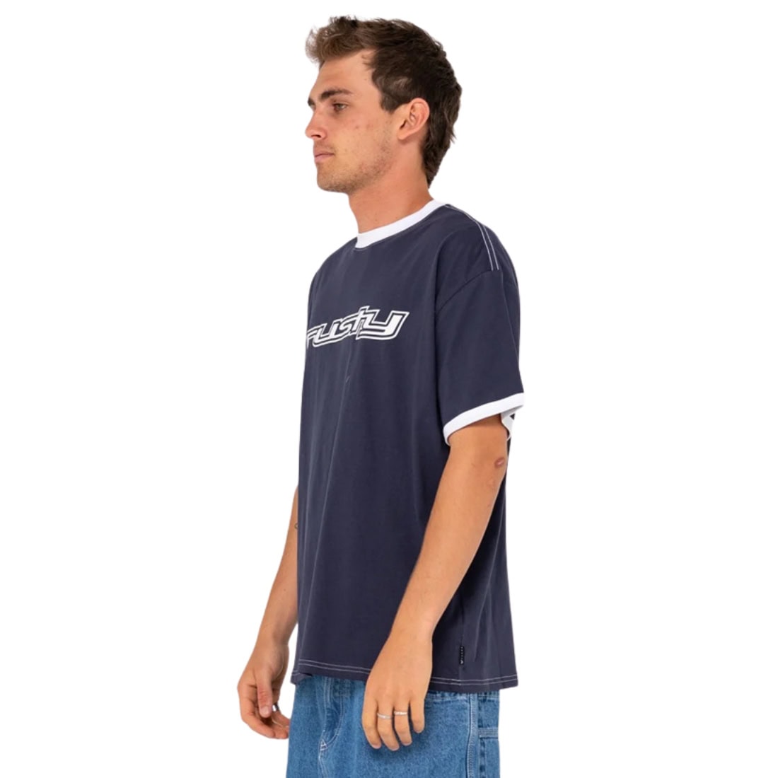 Rusty Dead Ringer T-Shirt - Navy Blue - Mens Graphic T-Shirt by Rusty