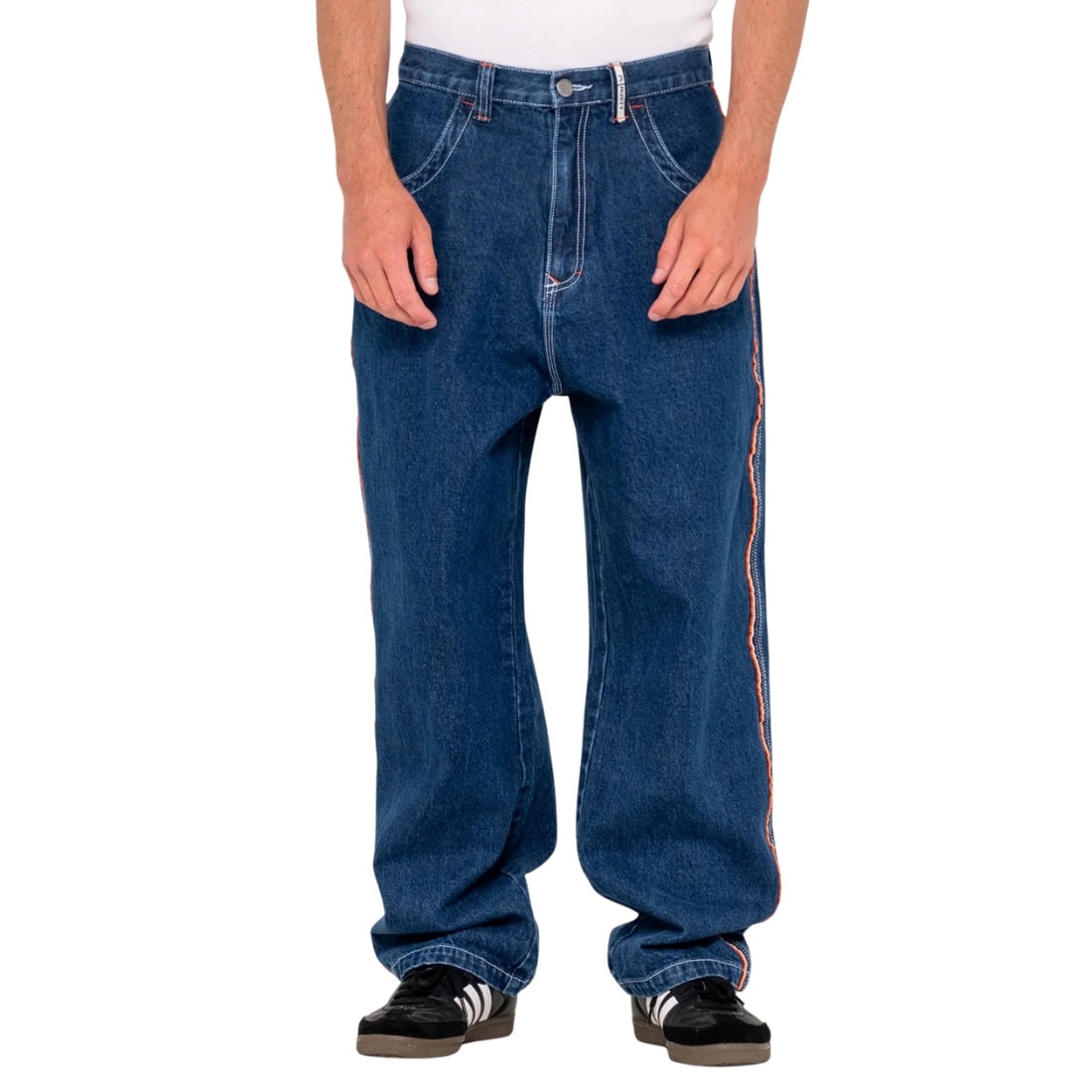 Rusty Flip Daddy 2.0 Jean - Deep Sea Blue/Orange - Mens Relaxed/Loose Denim Jeans by Rusty