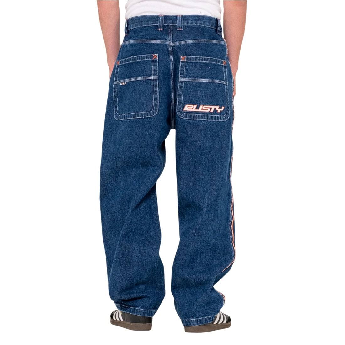Rusty Flip Daddy 2.0 Jean - Deep Sea Blue/Orange - Mens Relaxed/Loose Denim Jeans by Rusty