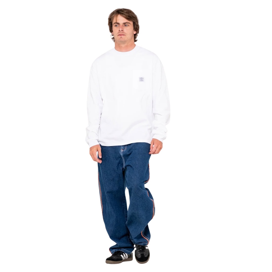 Rusty Flip Daddy 2.0 Jean - Deep Sea Blue/Orange - Mens Relaxed/Loose Denim Jeans by Rusty