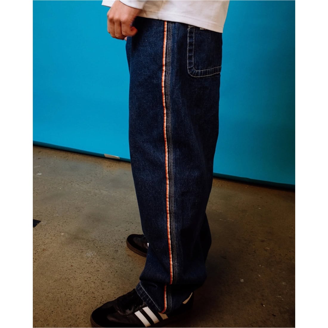 Rusty Flip Daddy 2.0 Jean - Deep Sea Blue/Orange - Mens Relaxed/Loose Denim Jeans by Rusty