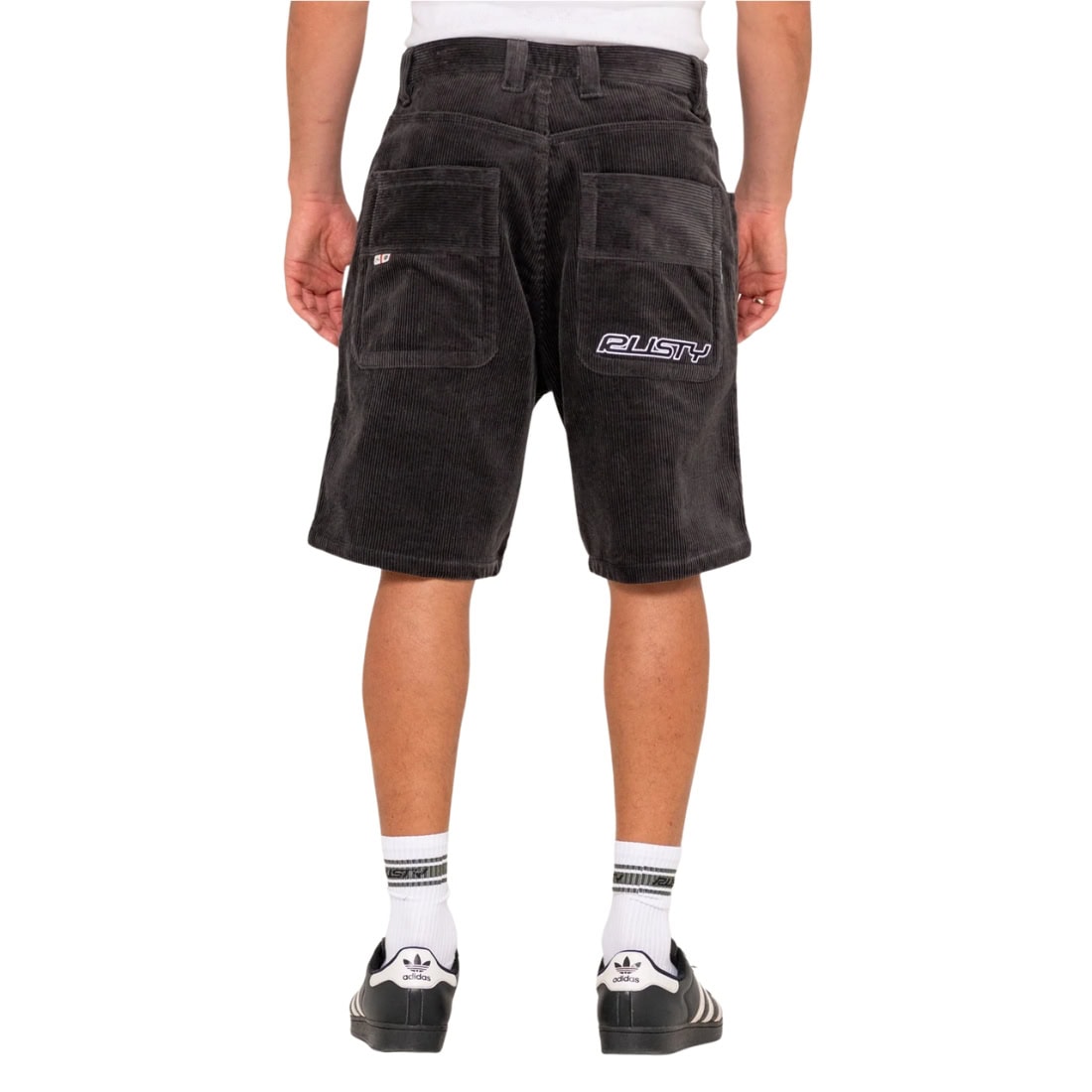 Rusty Flip Daddy Cord Short - Coal - Mens Walk Shorts by Rusty