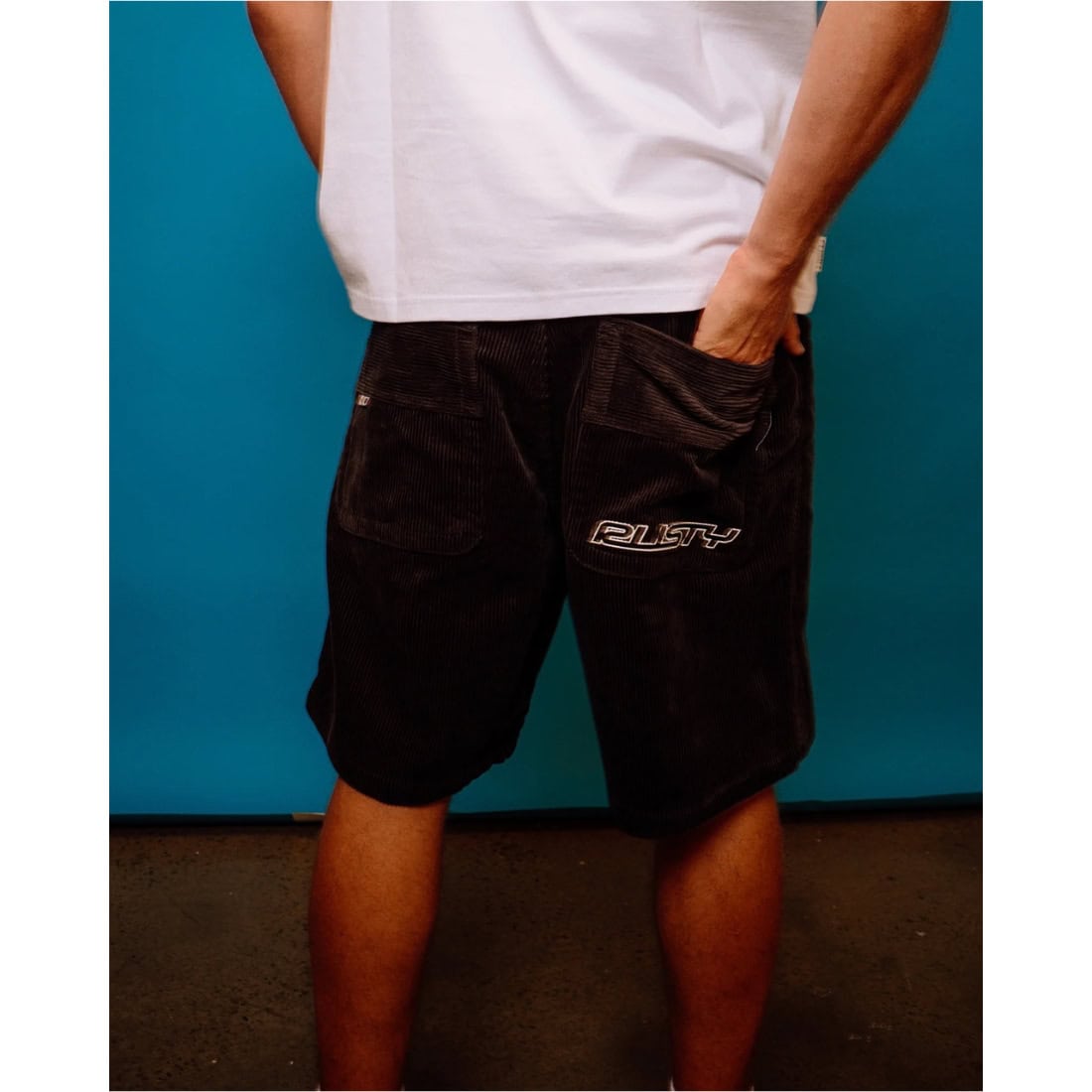 Rusty Flip Daddy Cord Short - Coal - Mens Walk Shorts by Rusty