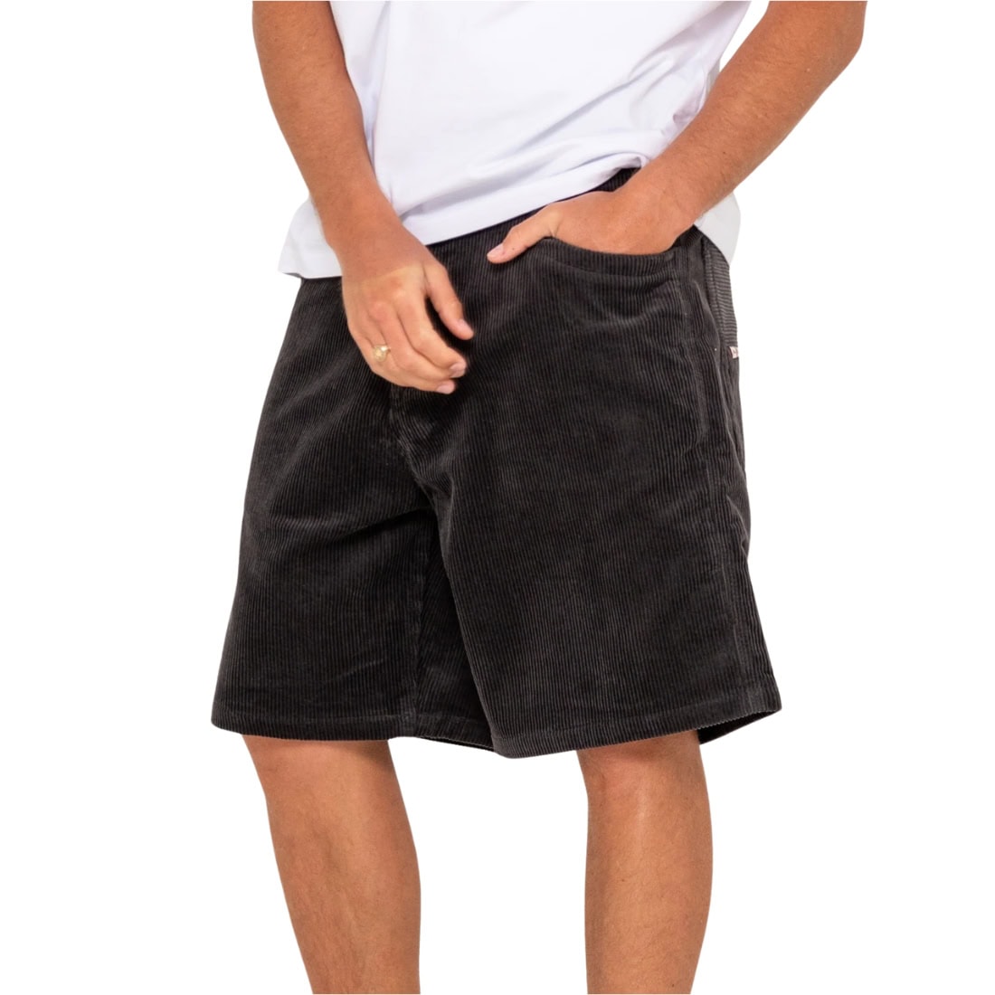 Rusty Flip Daddy Cord Short - Coal - Mens Walk Shorts by Rusty