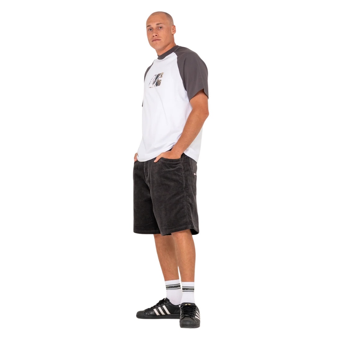 Rusty Flip Daddy Cord Short - Coal - Mens Walk Shorts by Rusty
