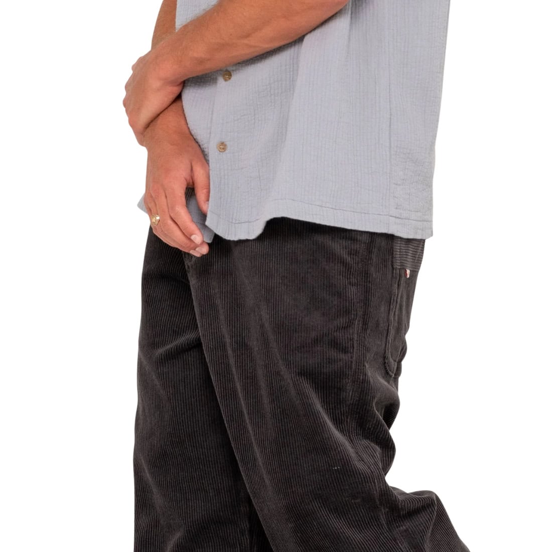 Rusty Flip Daddy Tapeless Cord Pant - Coal - Mens Corduroy Pants/Trousers by Rusty